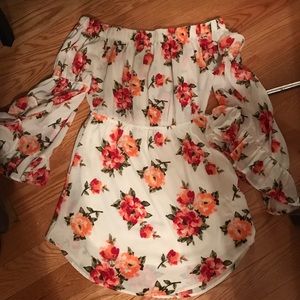 Off the shoulder mini floral dress